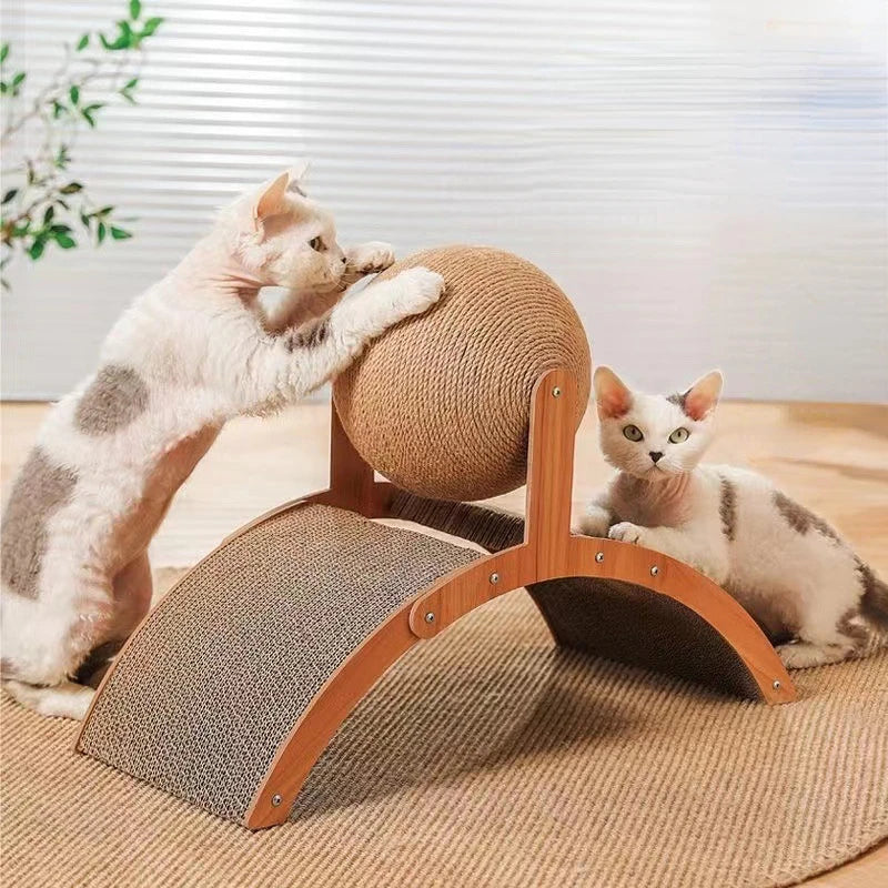 Catnip board, wooden climbing frame, vertical scratch resistant cat toy, rotating sword hemp rope