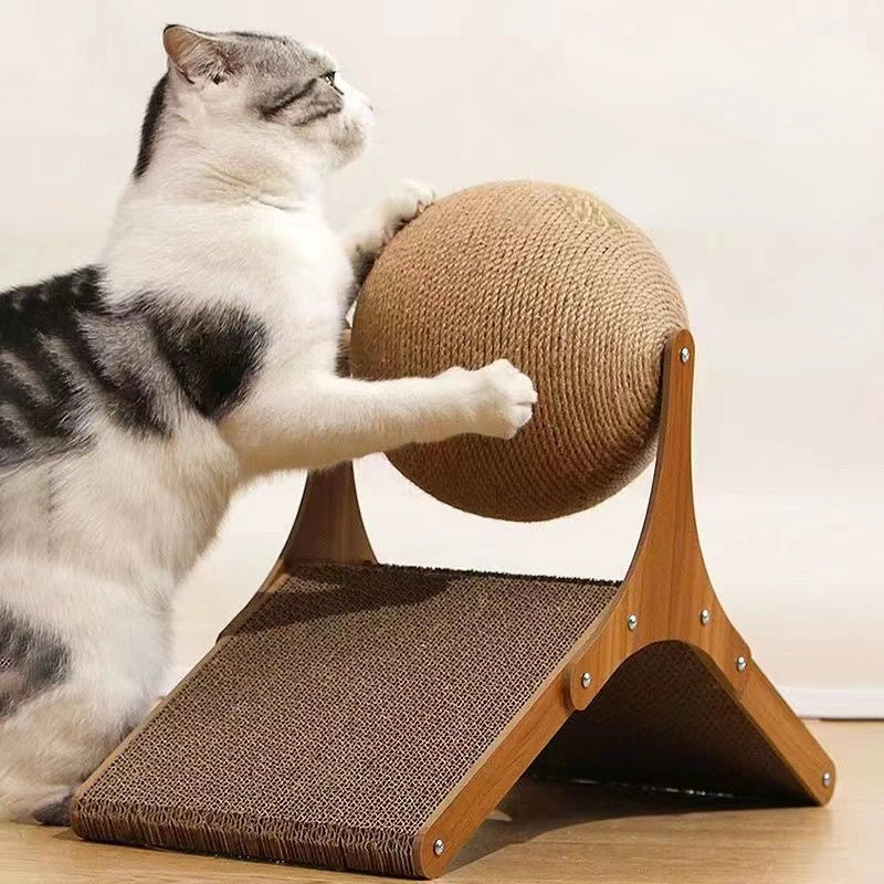 Catnip board, wooden climbing frame, vertical scratch resistant cat toy, rotating sword hemp rope