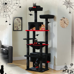 Cat tree and indoor cat tower, scratch column covered with sisal, spacious hammock cushion