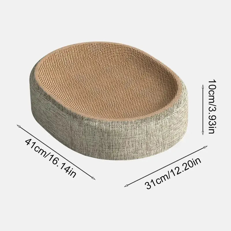 2-in-1 oval sisal scratch cat bed, wear-resistant cat bed, furniture protection, scratch toy